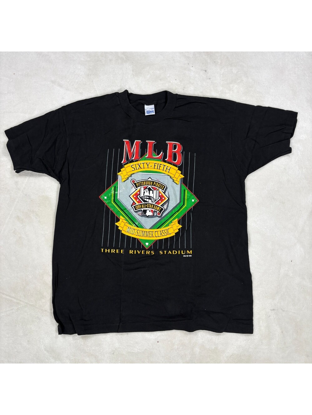 Vintage 1994 MLB All-Star Game Pittsburgh Pirates Salem XL Black T-Shirt USA